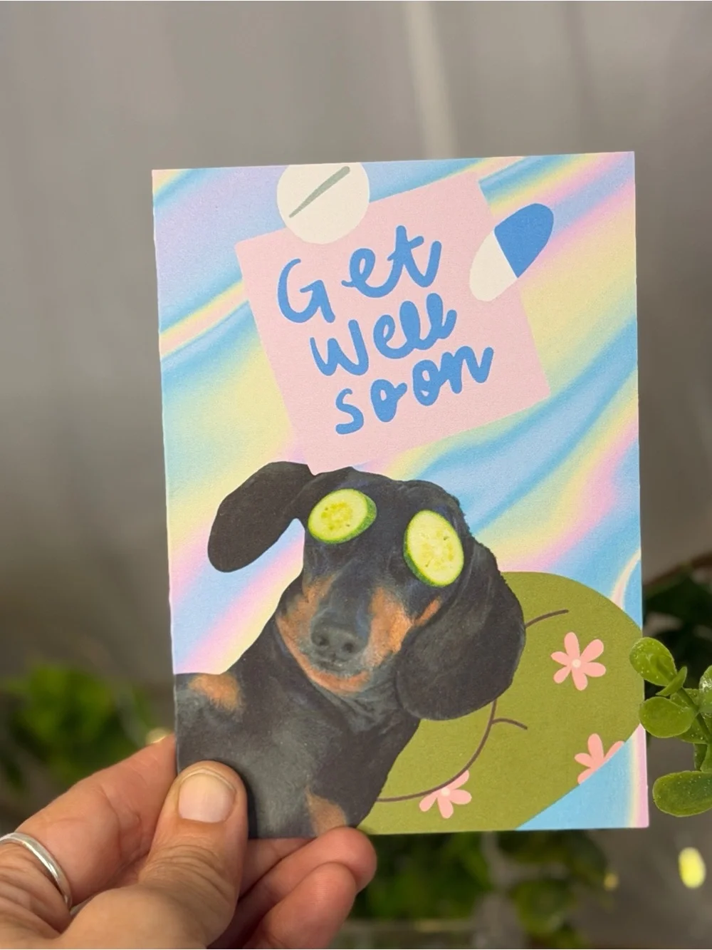 Cute Dachshund Get Well Soon Greeting Cards Set of 5 | 4x6 Blank Inside